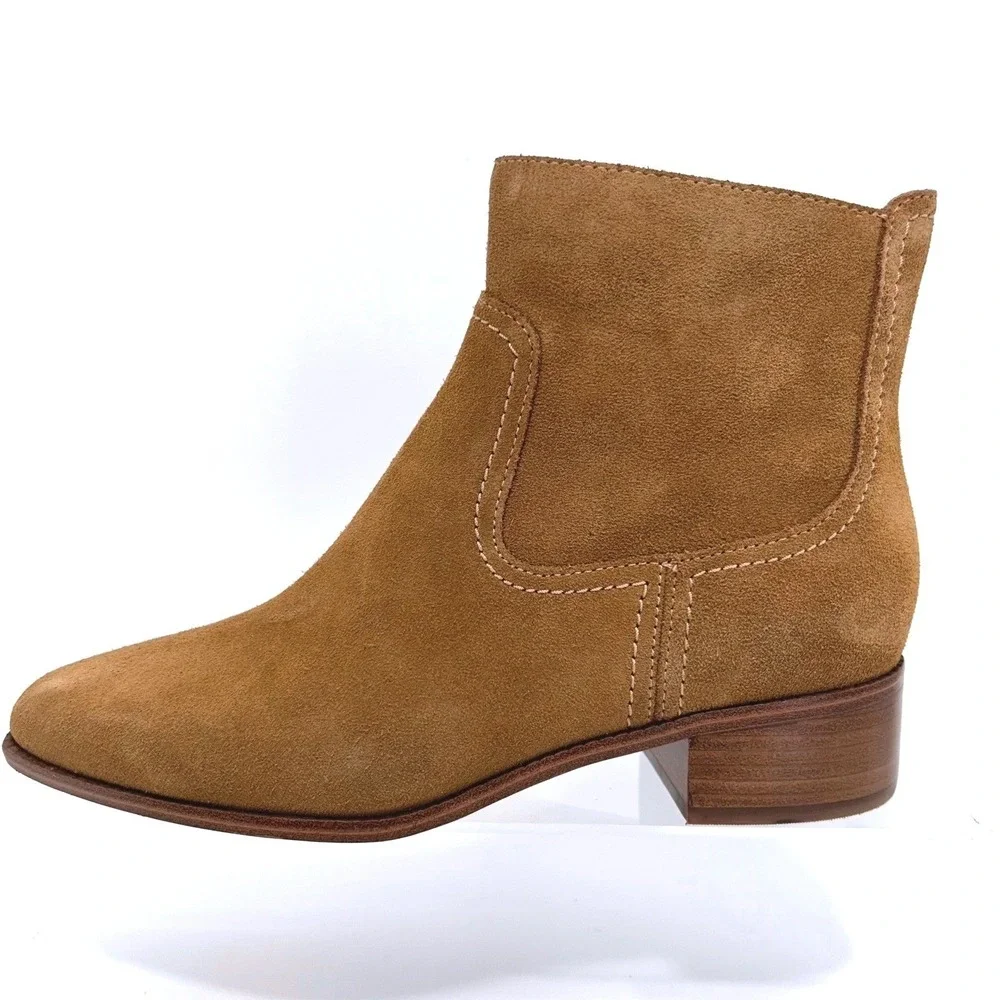 Cole Haan Size 7 Suede Ankle‎ Boots NEW Chestnut Brown Leather Block Naia $180